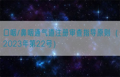 口咽/鼻咽通氣道注冊(cè)審查指導(dǎo)原則（2023年第22號(hào)）