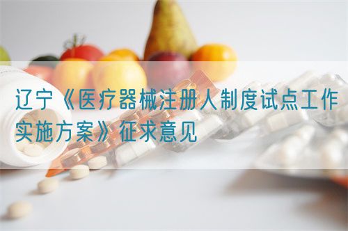 遼寧《醫(yī)療器械注冊(cè)人制度試點(diǎn)工作實(shí)施方案》征求意見(圖1)